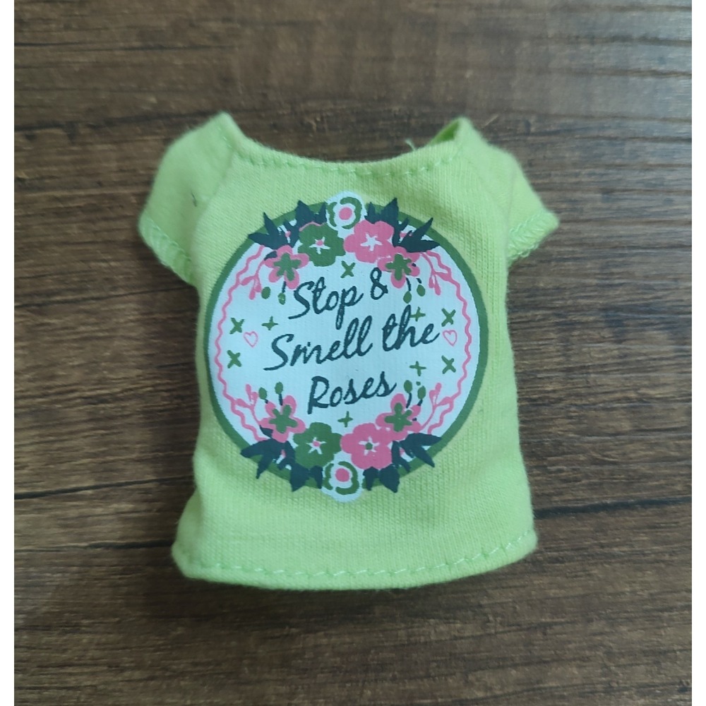 Kruselings Doll Top Green T-shirt Stop And Smell The Roses Z2